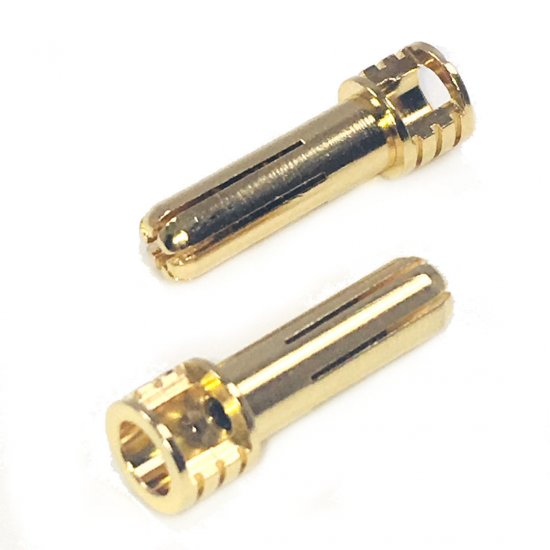 5mm Pure Copper Gold Plated Bullet Connectors, Male (2pcs)